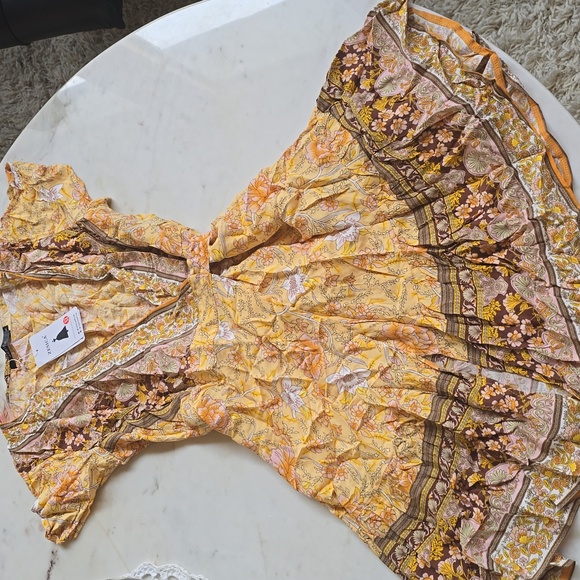 NWT Zesica Boho Summer Gold "Amazing Grace" Wrap Dress Size Medium - Picture 9 of 14